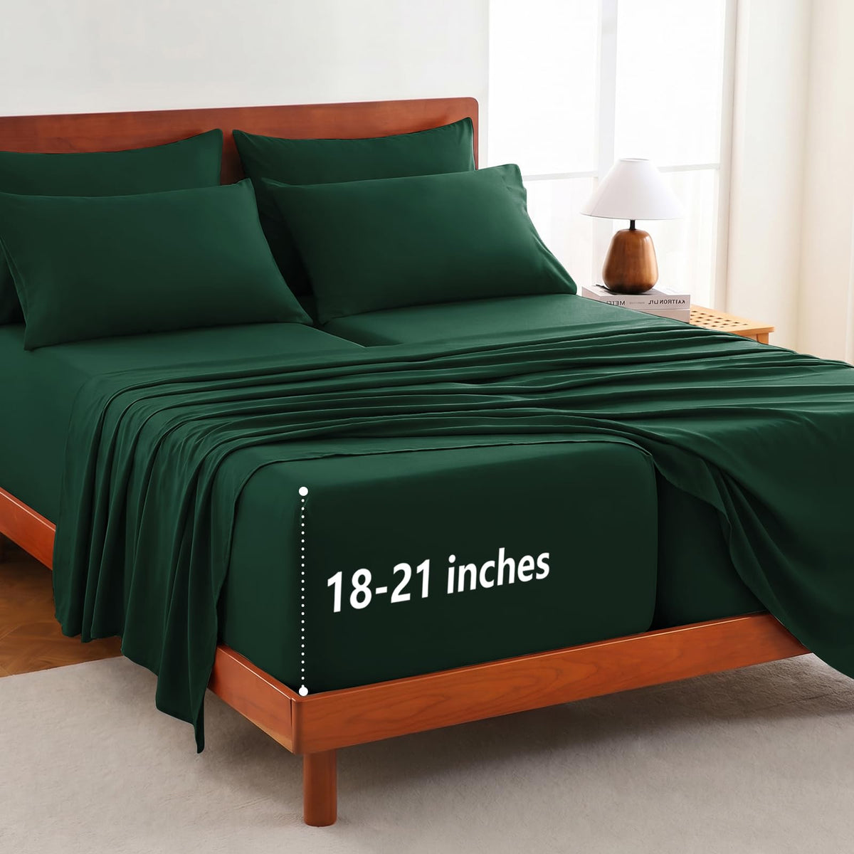 CozyLux King Size Sheets Set 6-Piece, 21-Inch Deep Pocket, Soft Feel
