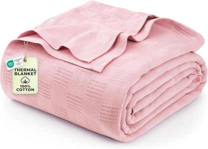 Utopia Bedding 100% Cotton Thermal Blanket White Twin, 90x72 Inches