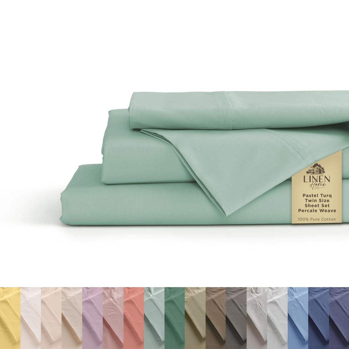 Linen Home 100% Cotton Percale Sheets Queen Size 4 Pc Cooling Set - White