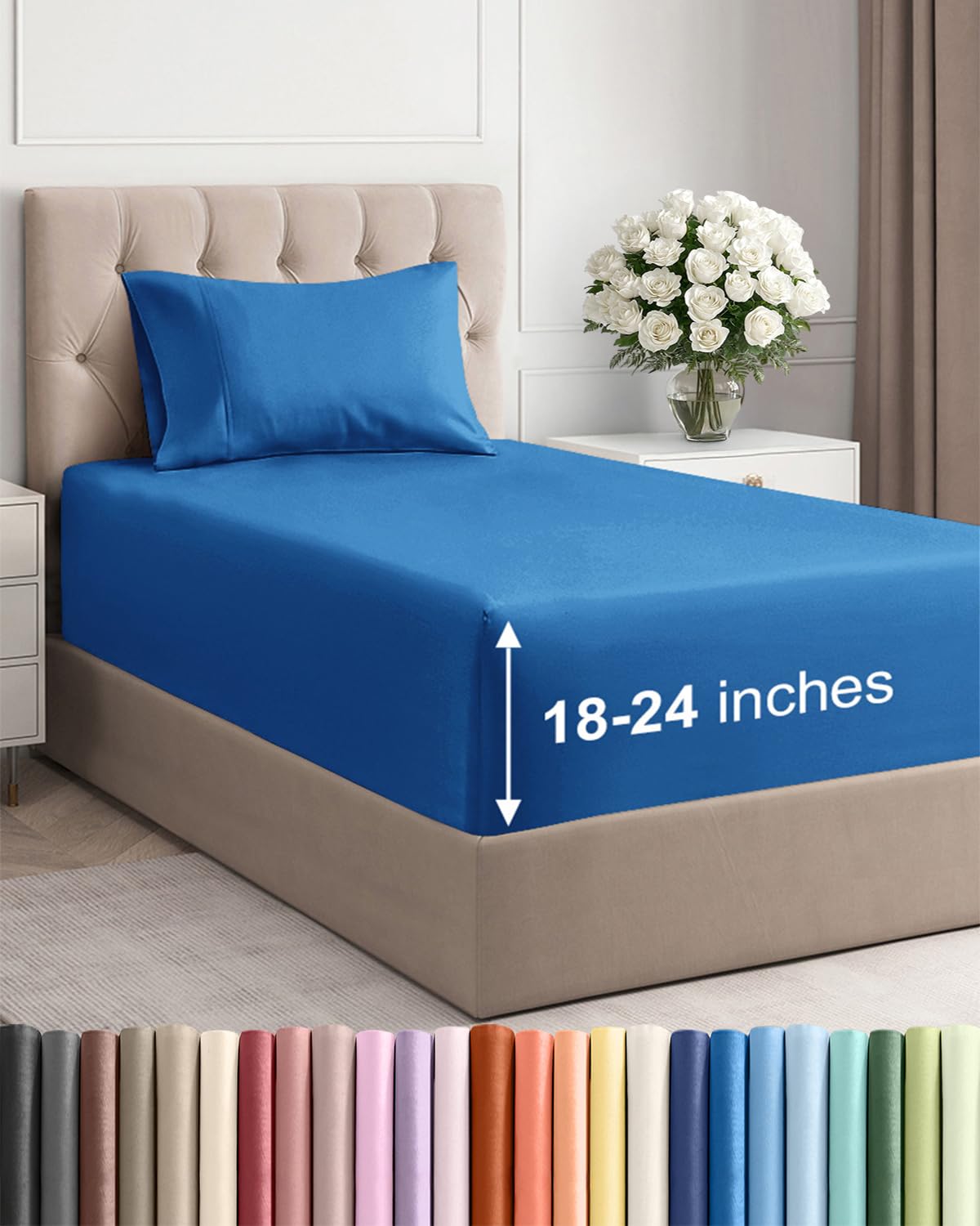 Extra Deep King Sheet Set - 4 Piece Breathable & Cooling - Antique White