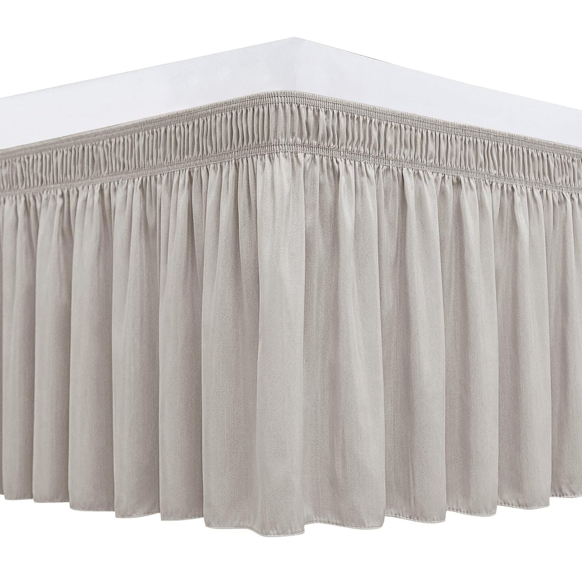Wrap Around Queen Size Bed Skirt 15" Drop-Elastic Dust Ruffle Light Camel