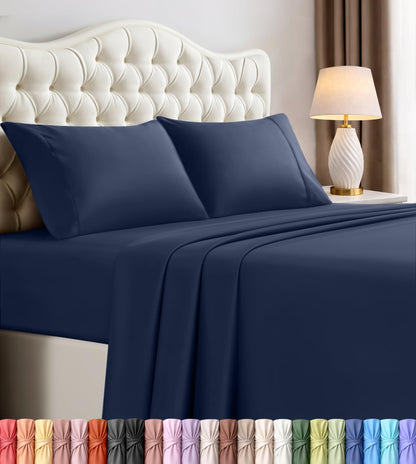 Queen Sheets Set, 4 Pieces 16" Deep Pocket Hotel Luxury Bed Sheets, Grey