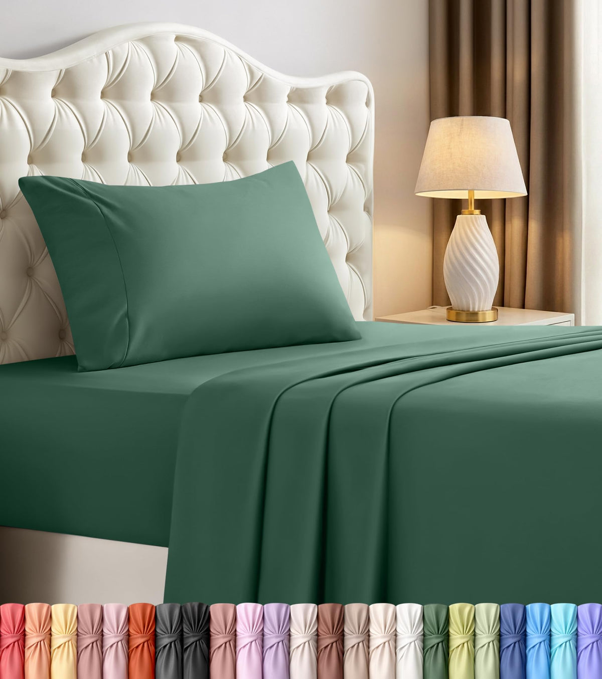 Queen Sheets Set, 4 Pieces 16" Deep Pocket Hotel Luxury Bed Sheets, Grey