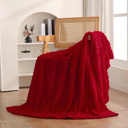 Puncuntex Burnt Orange Throw Blanket 50"×60" Fuzzy 3D Jacquard Decorative
