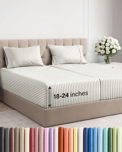 Extra Deep King Sheet Set - 4 Piece Breathable & Cooling - Antique White