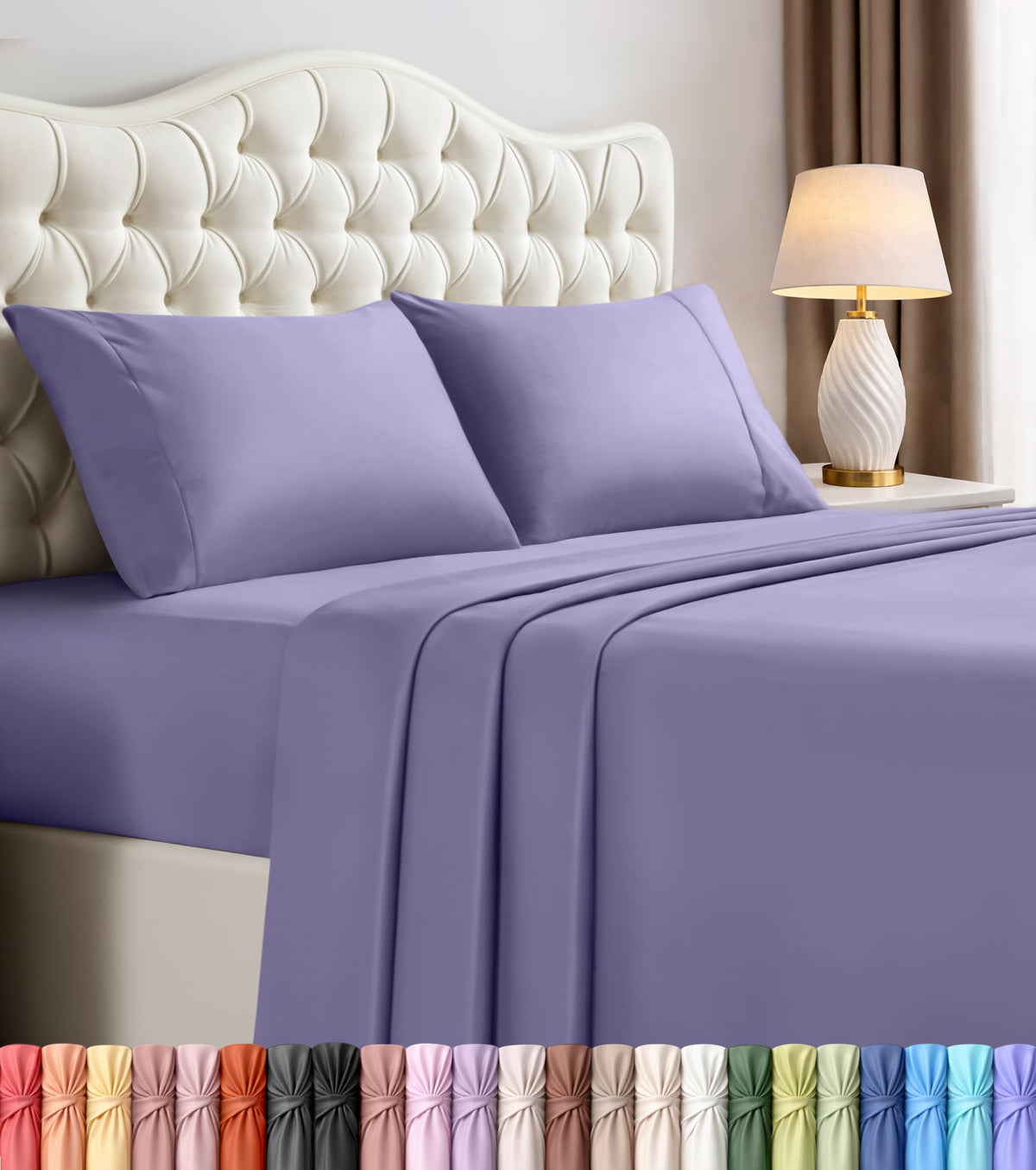 Queen Sheets Set, 4 Pieces 16" Deep Pocket Hotel Luxury Bed Sheets, Grey