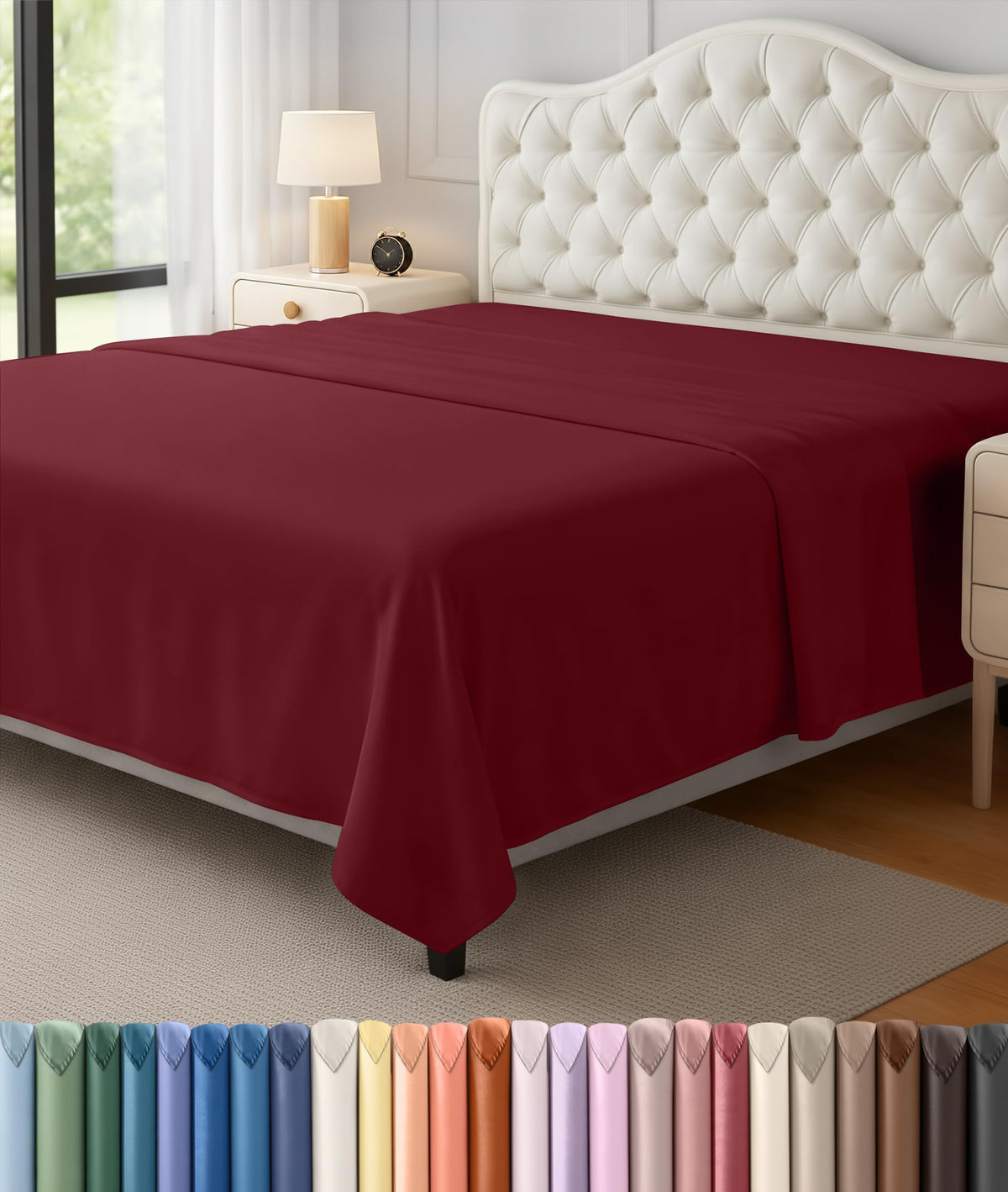 Queen Size Flat Sheet Only, Ultra Soft & Breathable Hotel Sheets, White