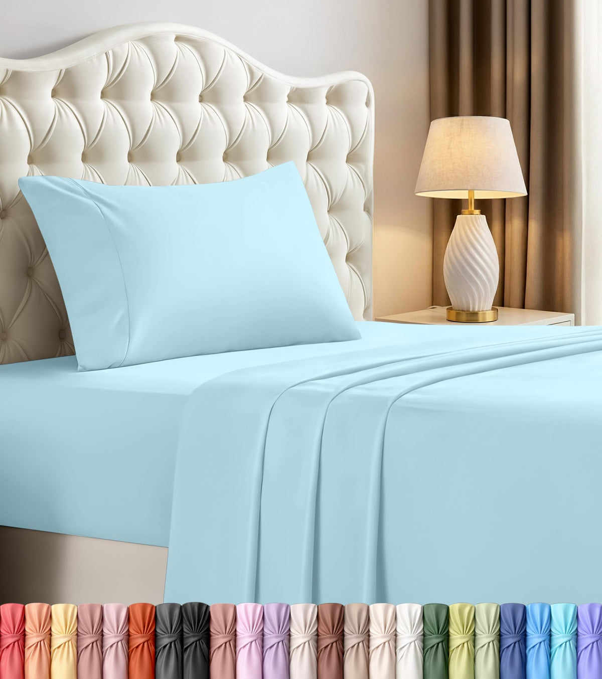 Queen Sheets Set, 4 Pieces 16" Deep Pocket Hotel Luxury Bed Sheets, Grey
