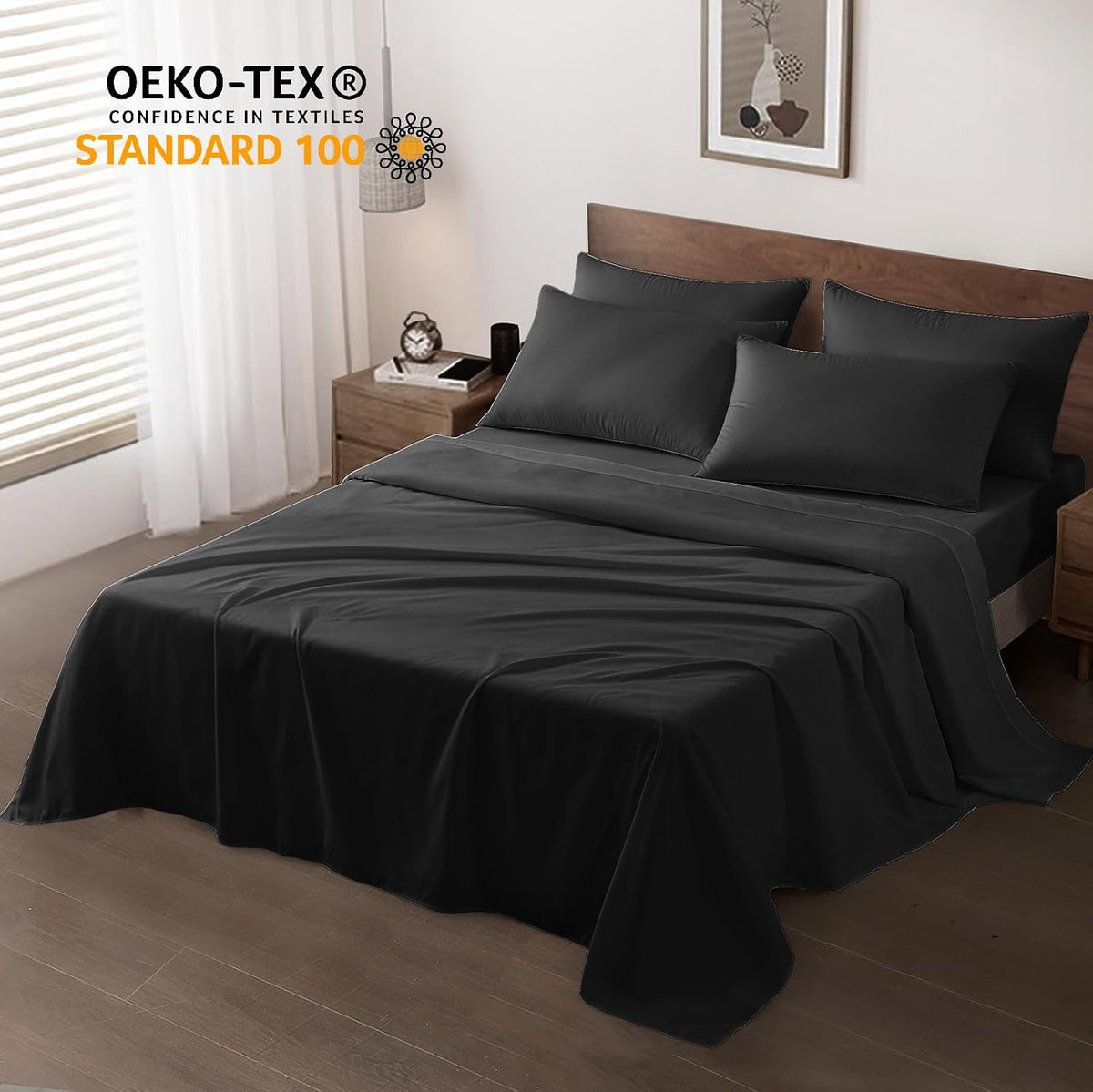 Maple&Stone Twin Flat Sheets Only Bulk Pack of 6 Wholesale Bedding Black