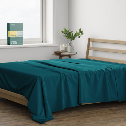 THREAD SPREAD 100% Organic Cotton King Flat Sheet - Percale Weave Cotton Flat Sheet Only (1 PC, White), Crisp, Cool, Strong & Breathable Lightweight Bed Linen Top Sheets, GOTS Certified Sheets