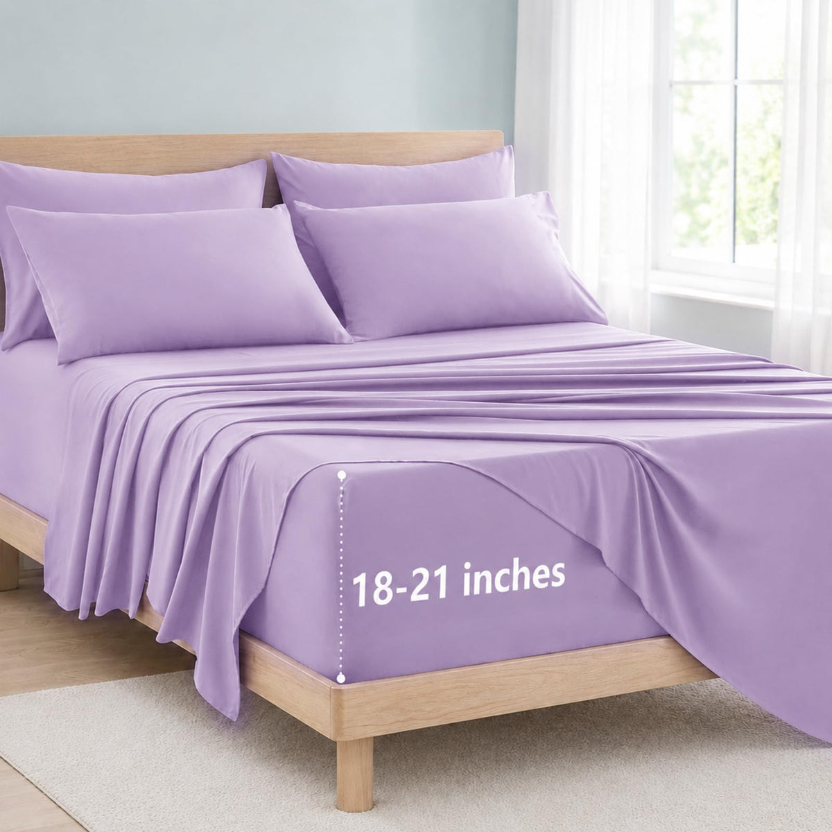 CozyLux King Size Sheets Set 6-Piece, 21-Inch Deep Pocket, Soft Feel