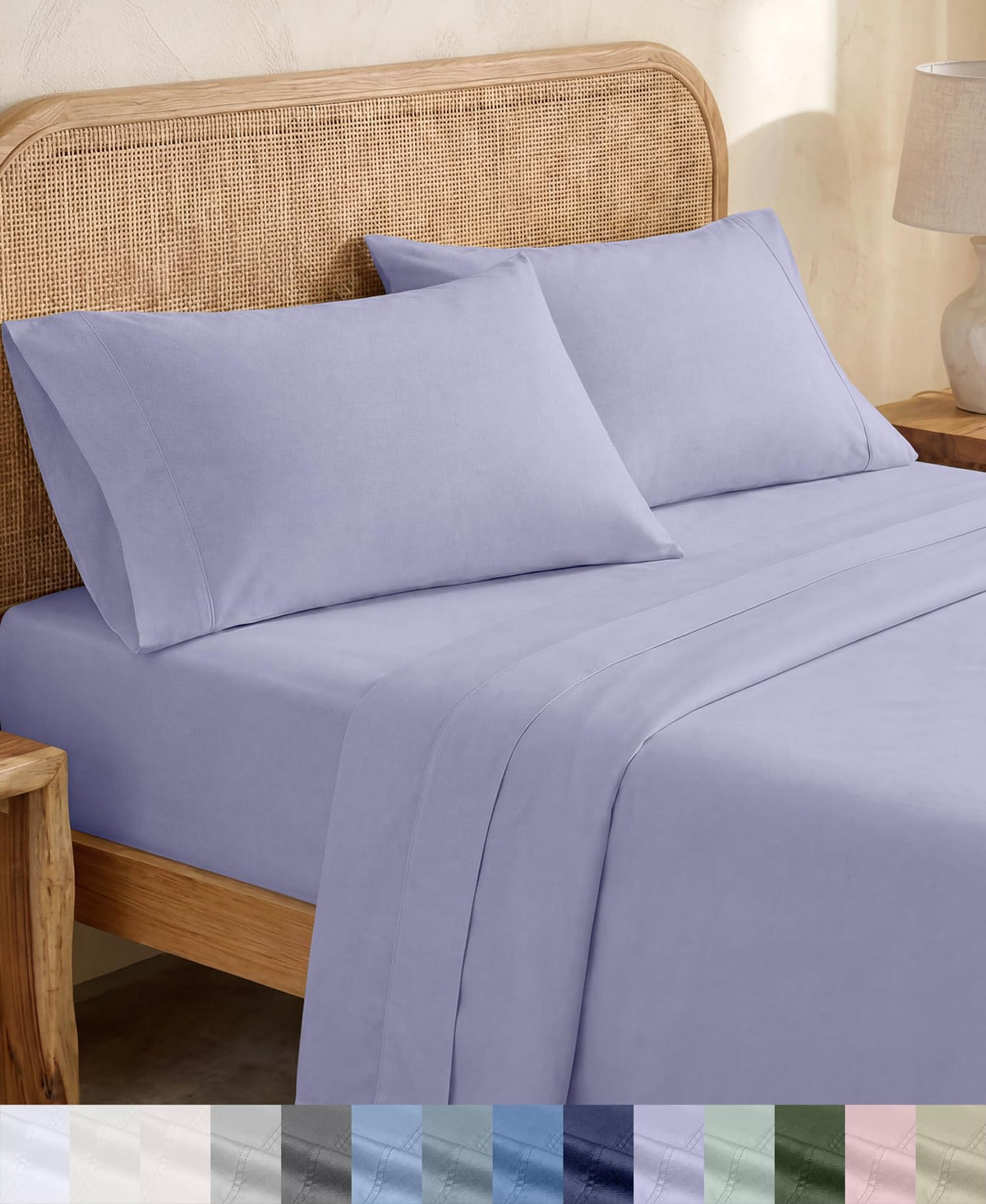 California Design Den 100% Organic Cotton Queen Bed Sheet Set, Olive Green