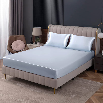 Homiest Black Satin Flat Sheet, Full Silky Bed Top Sheet Only