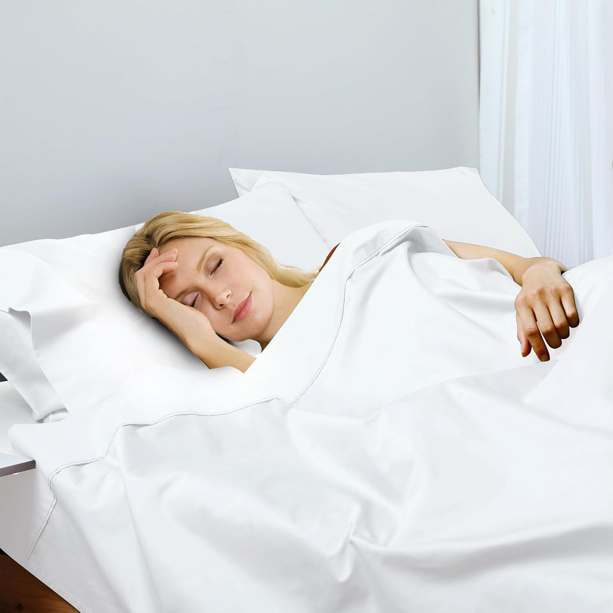 Cotton King Flat Sheet Only, 600 Thread Count 100% Egyptian Cotton Top Sheet 1Pcs, Cool & Breathable Flat Bed Sheets Wrinkle, Fade, Stain Resistant (White King)