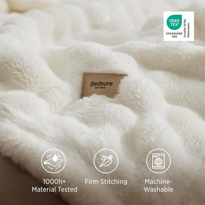 Bedsure Cloud Bubble Blanket, Soft Cozy Throw, Off White, 50"×60"