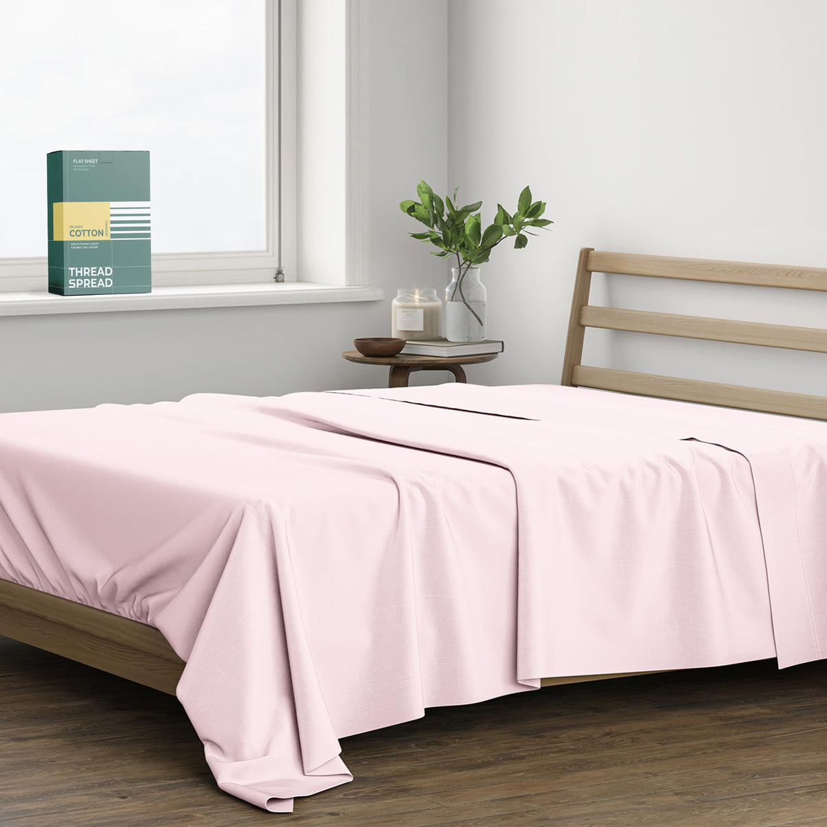 THREAD SPREAD 100% Organic Cotton King Flat Sheet - Percale Weave Cotton Flat Sheet Only (1 PC, White), Crisp, Cool, Strong & Breathable Lightweight Bed Linen Top Sheets, GOTS Certified Sheets