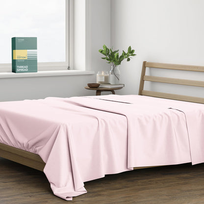THREAD SPREAD 100% Organic Cotton King Flat Sheet - Percale Weave Cotton Flat Sheet Only (1 PC, White), Crisp, Cool, Strong & Breathable Lightweight Bed Linen Top Sheets, GOTS Certified Sheets