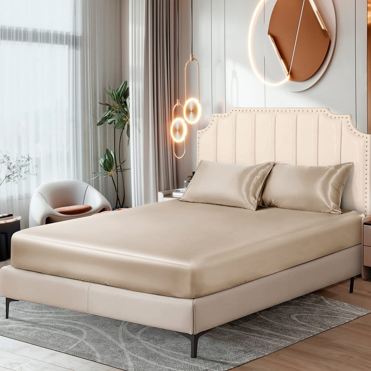 Ersmak Satin Flat Sheet Only, Single Flat Sheet Twin, Luxury & Ultra Soft Silky Bedding Top Sheet for Twin Mattress - Emerald Green