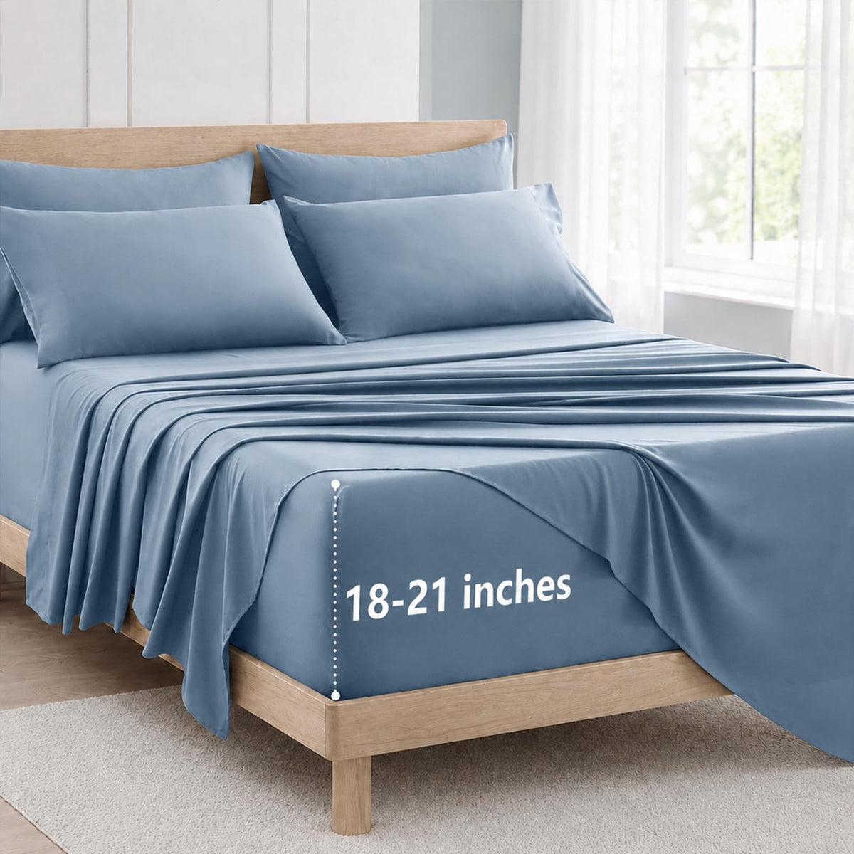 CozyLux King Size Sheets Set 6-Piece, 21-Inch Deep Pocket, Soft Feel