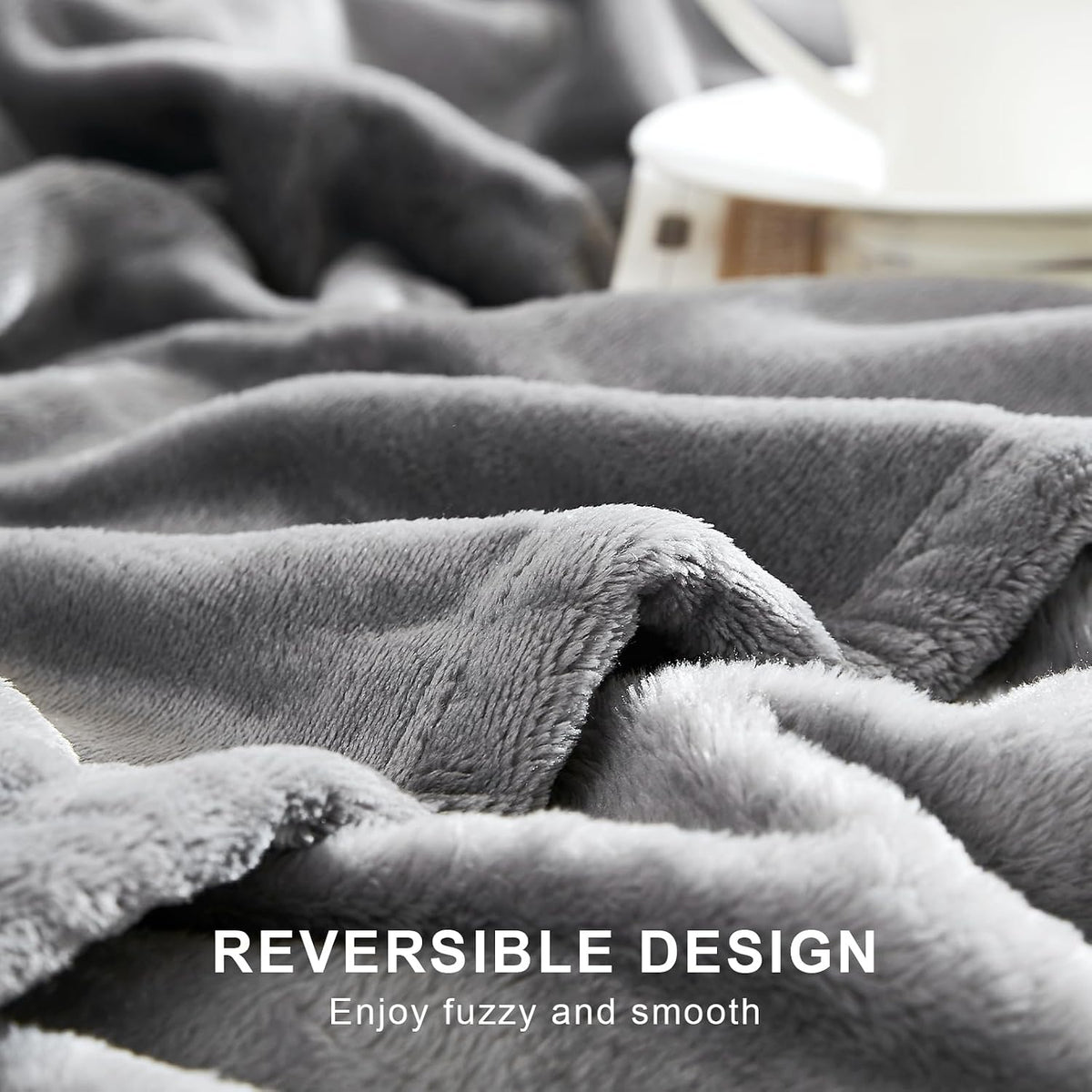 Hansleep Twin Grey Fleece Blanket, Soft Flannel Bed Blanket
