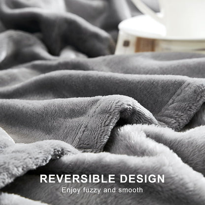 Hansleep Twin Grey Fleece Blanket, Soft Flannel Bed Blanket