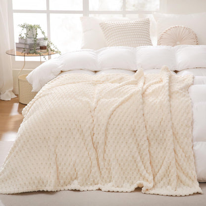 Puncuntex Burnt Orange Throw Blanket 50"×60" Fuzzy 3D Jacquard Decorative