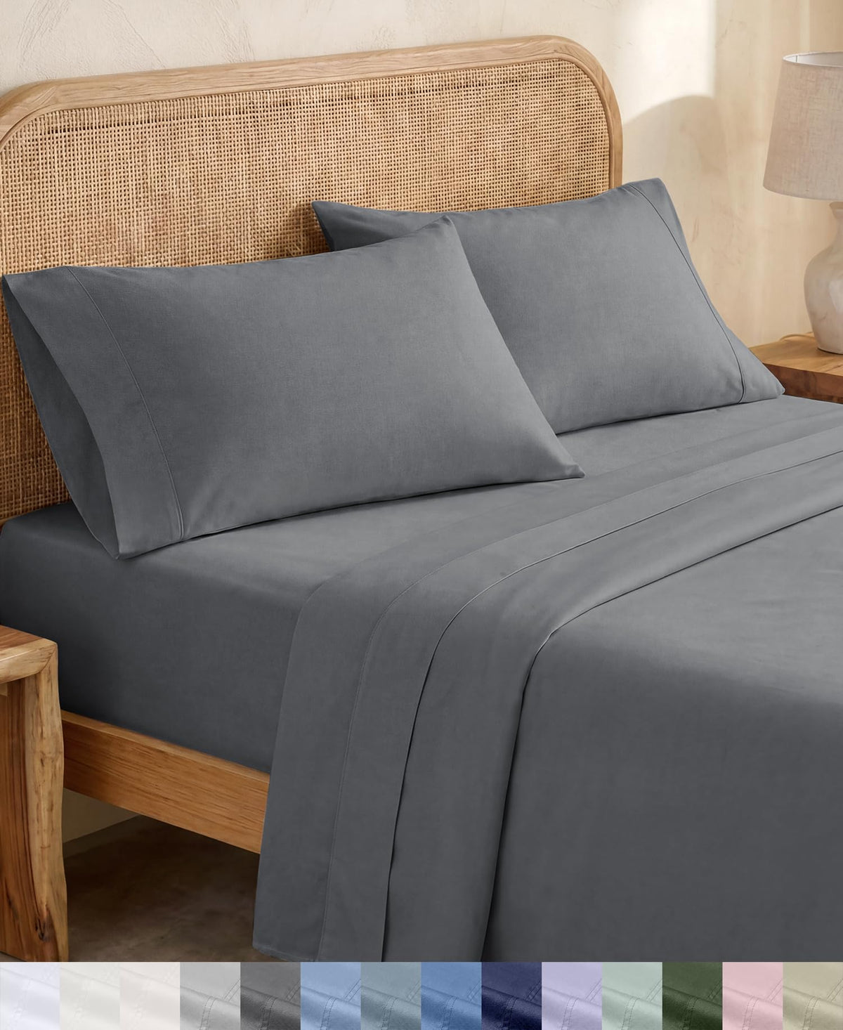 California Design Den 100% Organic Cotton Queen Bed Sheet Set, Olive Green