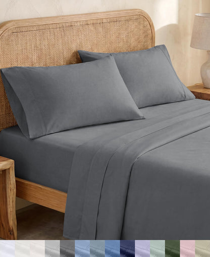 California Design Den 100% Organic Cotton Queen Bed Sheet Set, Olive Green