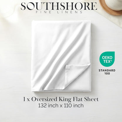XL Oversized King Flat Sheet Only 132x110 California King Flat Sheet White