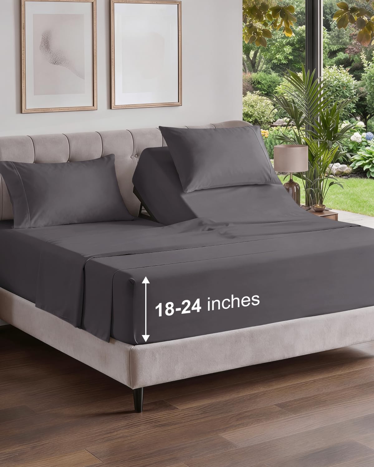 Extra Deep King Sheet Set - 4 Piece Breathable & Cooling - Antique White