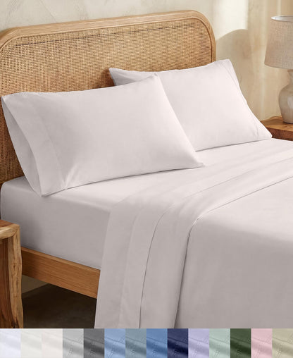 California Design Den 100% Organic Cotton Queen Bed Sheet Set, Olive Green
