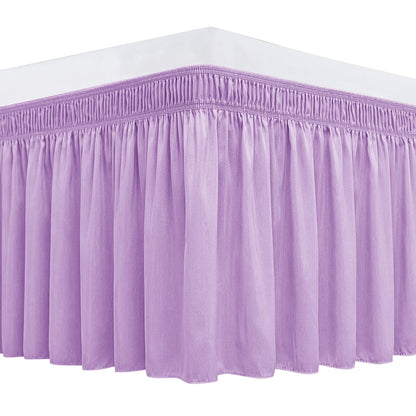 Wrap Around Queen Size Bed Skirt 15" Drop-Elastic Dust Ruffle Light Camel
