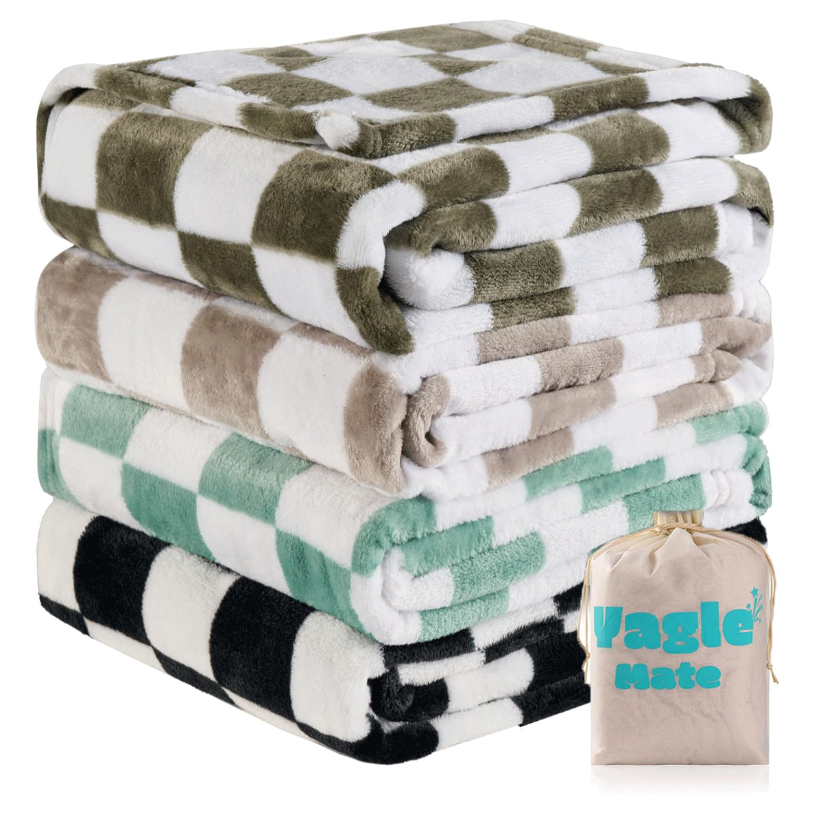 4 Pcs Baby Blankets, Fluffy Small Crib Baby Blankets for Boys, Fleece Checkered Blanket, Toddler Receiving Blankets 30×40