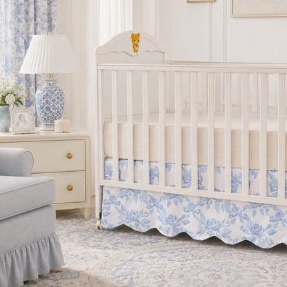 Brandream Scallop Edge Organic Cotton Crib Skirt, Baby Boy, Baby Girl, Gender Neutral Crib Skirt Toddler Bedskirt Farmhouse Chic Nursery Crib Bed Skirt, Boho Bohemian Solid Beige Skirt