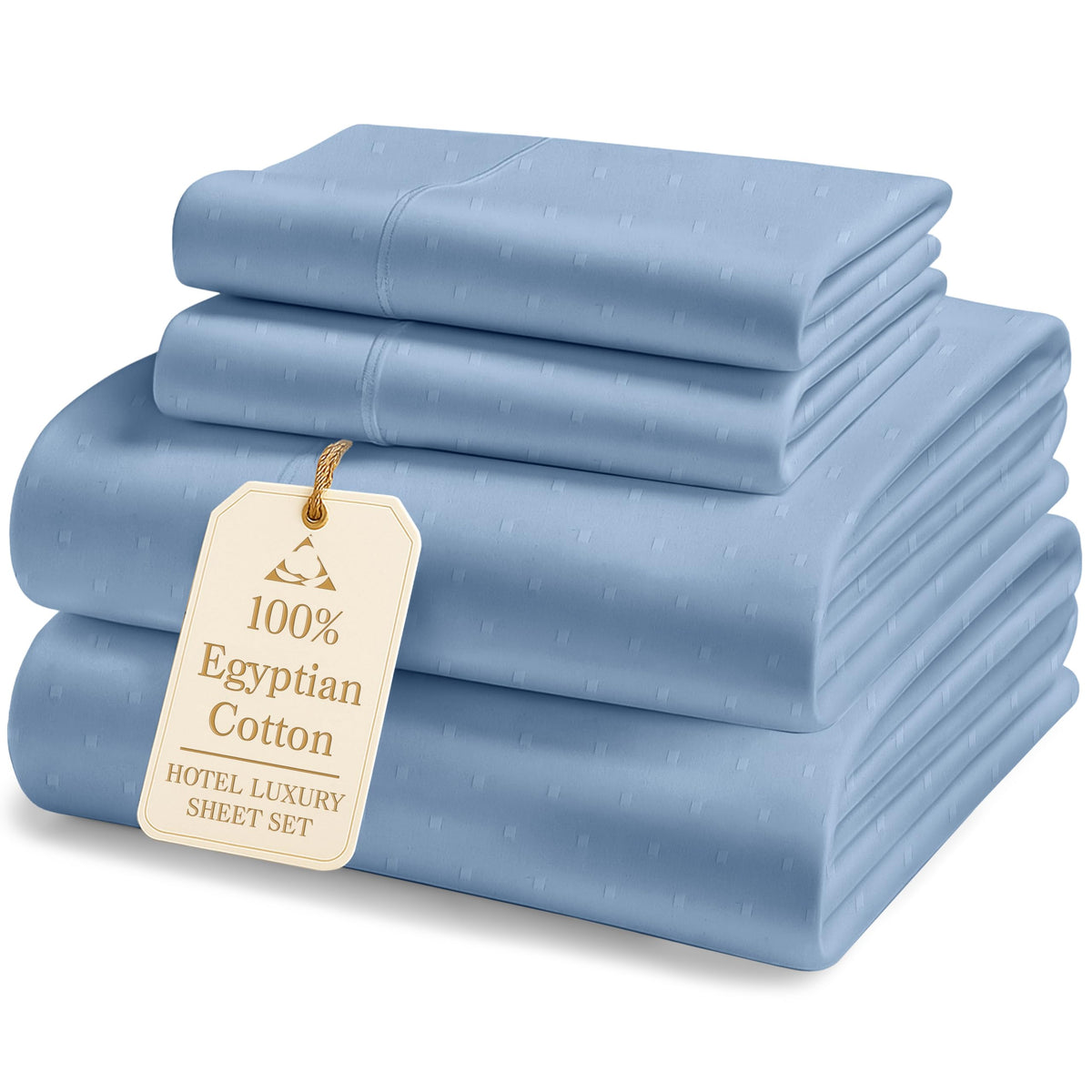 LANE LINEN 100% Egyptian Cotton Sheets King Size Silky Sateen Weave - White