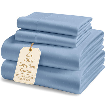 LANE LINEN 100% Egyptian Cotton Sheets King Size Silky Sateen Weave - White