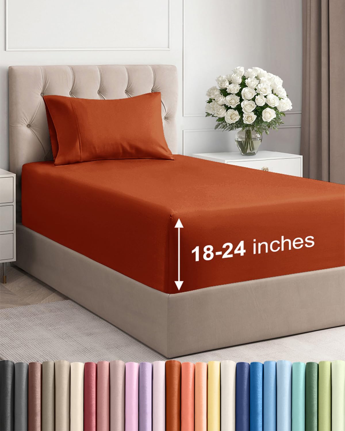 Extra Deep King Sheet Set - 4 Piece Breathable & Cooling - Antique White