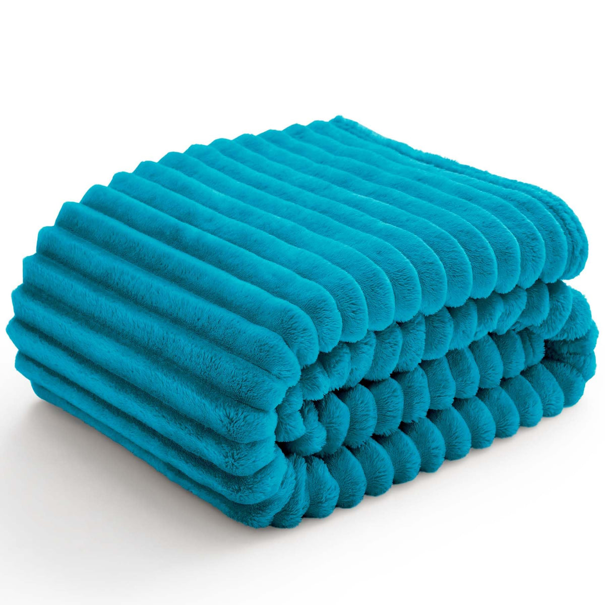 BEDELITE Ribbed Fleece Throw Blanket for Couch, Cream, 50"x60"