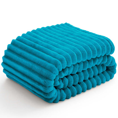 BEDELITE Ribbed Fleece Throw Blanket for Couch, Cream, 50"x60"