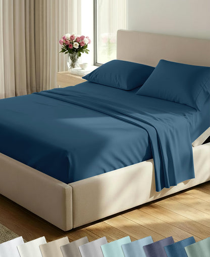 California Design Den Soft 100% Cotton Sateen Queen Bed Sheets Set, White