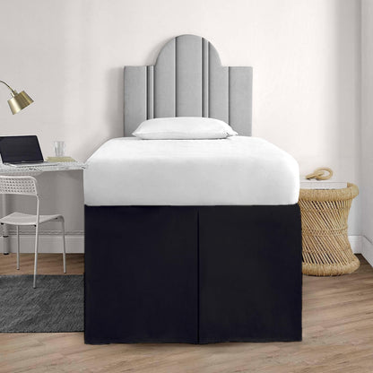Crown Collection Full XL 32" Inch Drop Long Dorm Bed Skirt, Split Corner & Box Plated College Dorm Room Bed Skirts, Split Corner, Easy Care, No Wrinkle Microfiber Bed Skirt