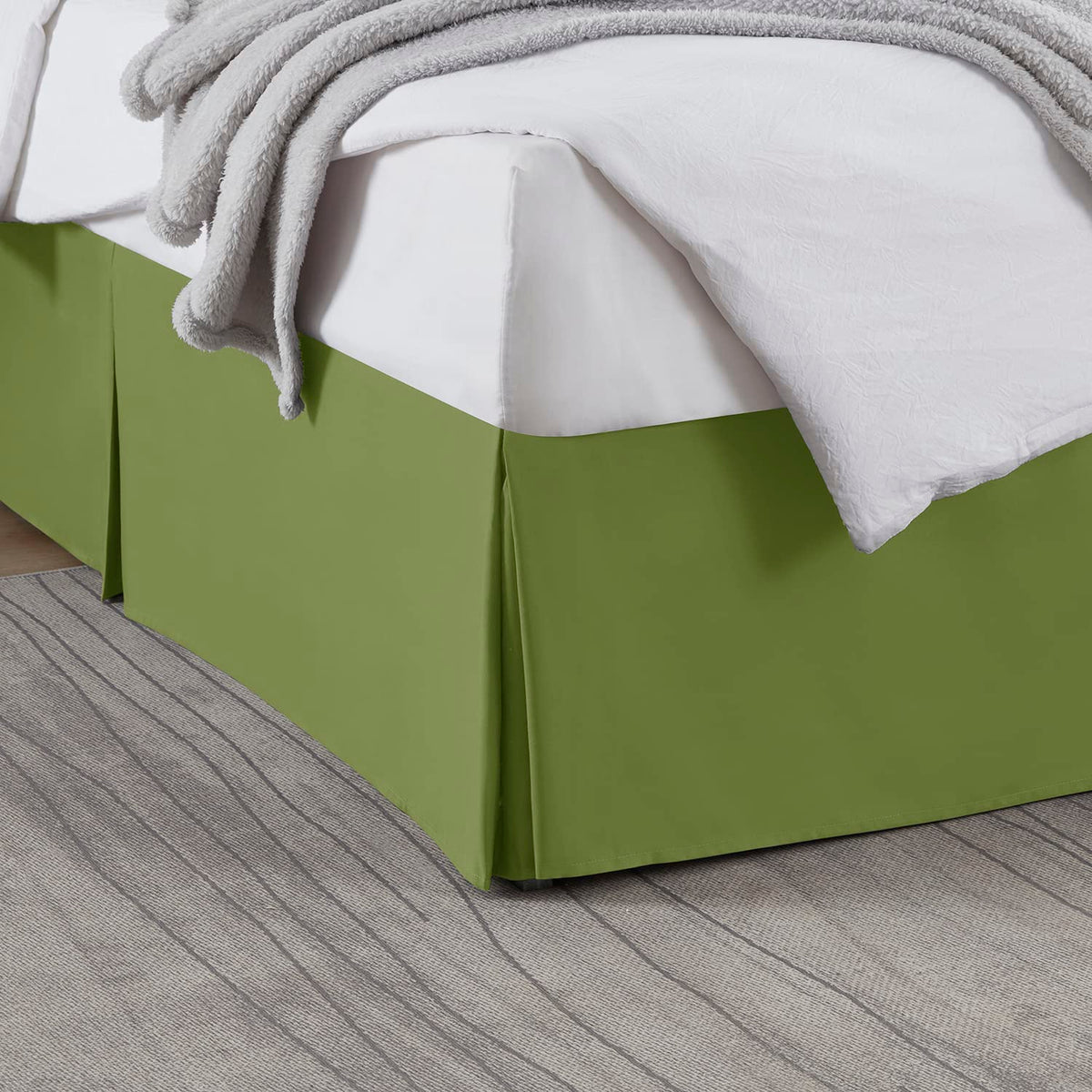 Nestl Linen Bed Skirt Queen Size - Queen Bed Skirt 14 Inch Drop - Brushed Microfiber Bed Skirts - Hotel Quality Pleated Bed Skirt - Shrinkage & Fade Resistant