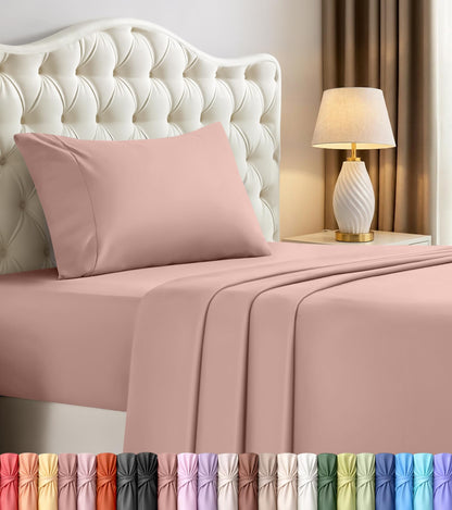 Queen Sheets Set, 4 Pieces 16" Deep Pocket Hotel Luxury Bed Sheets, Grey