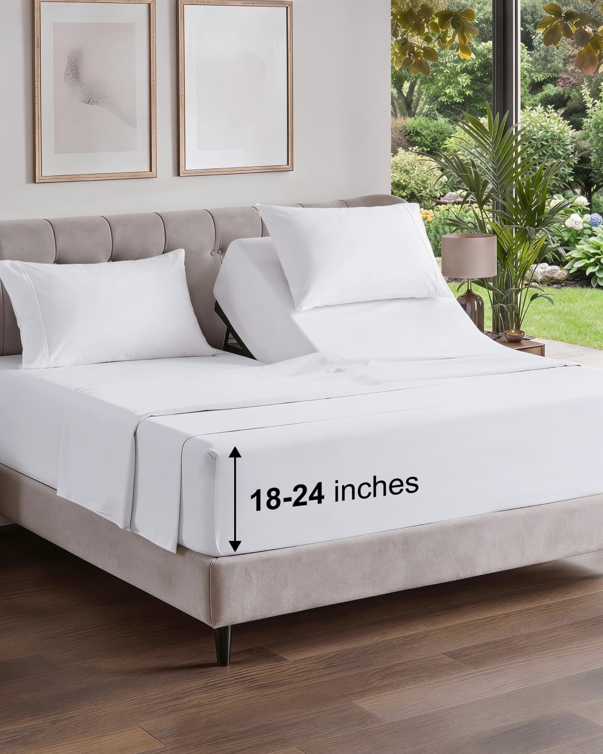 Extra Deep King Sheet Set - 4 Piece Breathable & Cooling - Antique White