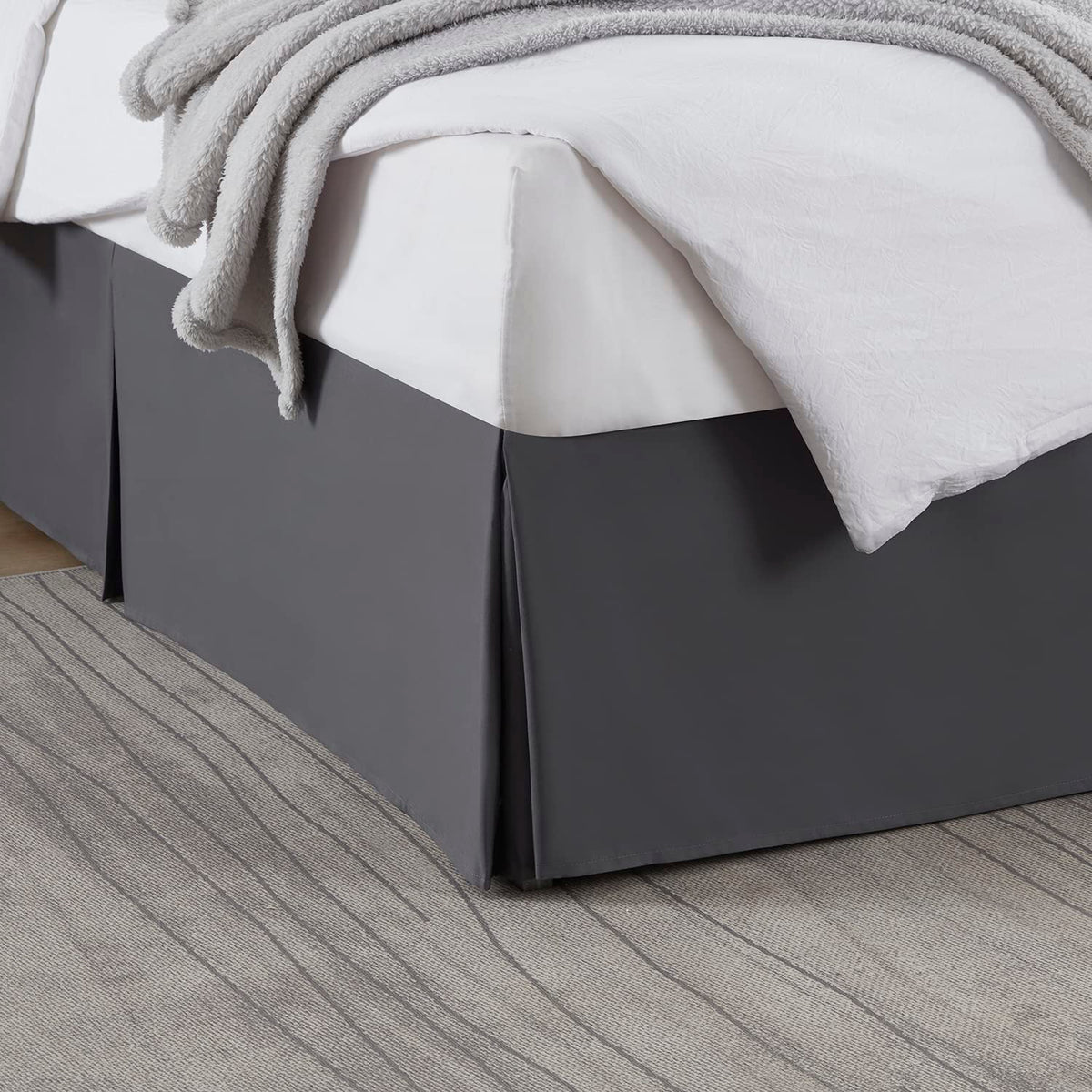 Nestl Linen Bed Skirt Queen Size - Queen Bed Skirt 14 Inch Drop - Brushed Microfiber Bed Skirts - Hotel Quality Pleated Bed Skirt - Shrinkage & Fade Resistant