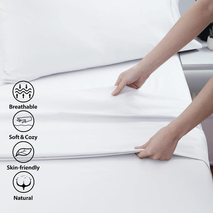 Cotton King Flat Sheet Only, 600 Thread Count 100% Egyptian Cotton Top Sheet 1Pcs, Cool & Breathable Flat Bed Sheets Wrinkle, Fade, Stain Resistant (White King)