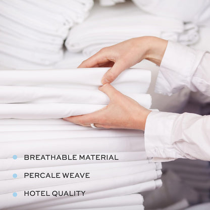White Classic Twin Flat Sheets 3 Pack, White Cotton Flat Bed Sheet 66x104 Inches, 200 Thread Count Hospital Bed Sheets