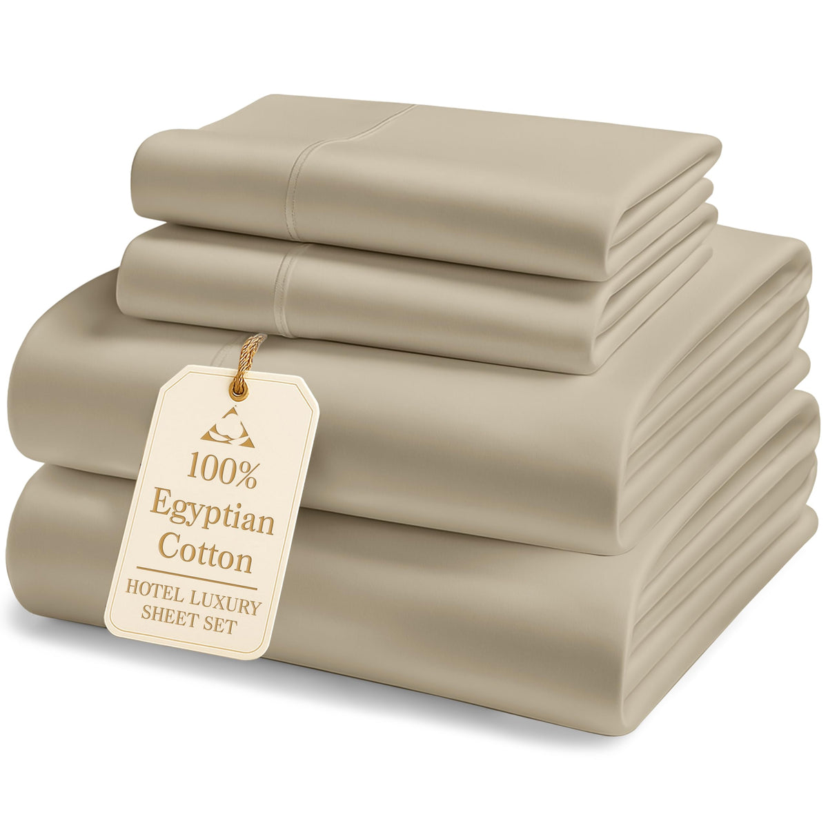 LANE LINEN 100% Egyptian Cotton Sheets King Size Silky Sateen Weave - White