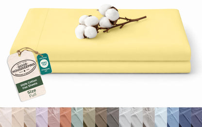 Royale Linens 100% Organic Cotton Full Size Flat Sheet Only - Percale Top Sheets - Full Flat Sheet Sold Separately - Lightweight & Super Soft 100% Cotton White Bed Sheets Only (81" x 96", White)