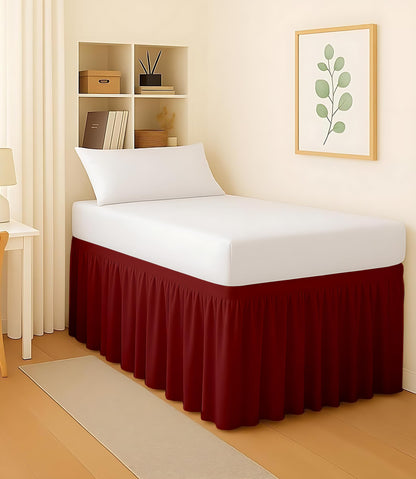 Mattress-Homes College Dorm Bed Skirt Twin XL, 42 Inch Drop Extra Long Bed Skirt, Split Corner Tailored Dust Ruffle, Premium Brushed Microfiber, Wrinkle Resistant, White